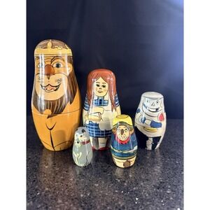 Vintage Set of 5 Wizard of Oz Wooden Nesting Doll matryoshka collectible